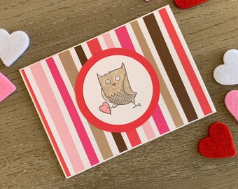 Owl Valentine's Day Card - Whoo Loves You Owl Valentine, Hoo Loves You Owl Valentine, Cute Owl Valentine Card, Sweet Owl Valentines Day Card