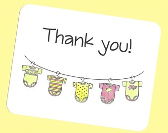 Baby Onesie Note Cards - New Baby Thank You Cards, Baby Shower Thank You Notes, Baby Thank You Notes, New Baby Note Cards, Welcome Baby Card