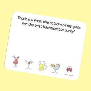 Party Time Note Cards - Mixed Drinks Note Cards, Bachelorette Party Note Cards, 21st Birthday Note Cards, Bachelorette Party Thank You Cards