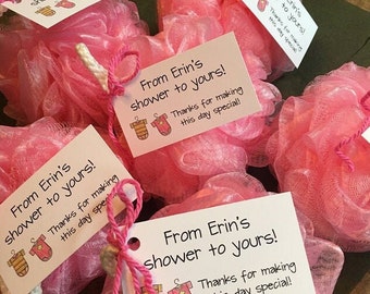 Shower Time! - Baby Shower Favor Tags, Bath Gel Shower Favors, Bath Soap Shower Favor Tags, Shower Gel Favor Tags, Bath Scrub Shower Favors