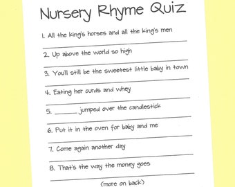 Nursery Rhyme Quiz jogo de Chá de fraldas com Resp | Zazzle Portugal