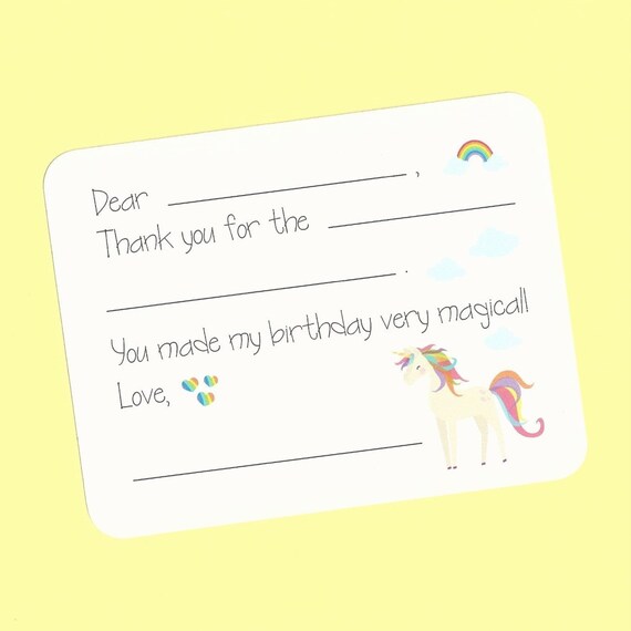 unicorn thank you cards