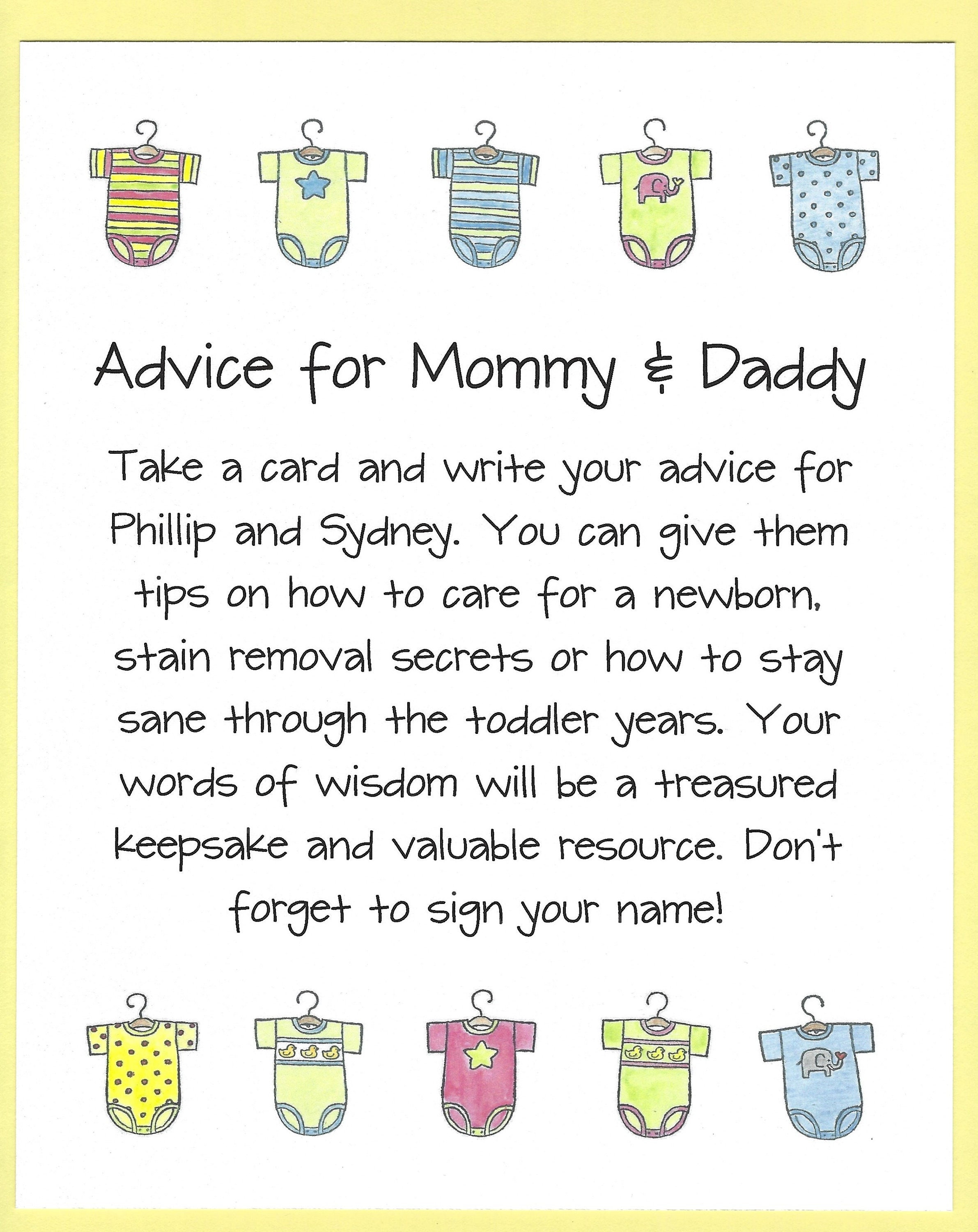 Advice for Mommy & Daddy Baby Shower Game Wishes for Moms - Etsy UK Advice for Mommy & Daddy Baby Shower Game Wishes for Moms - Etsy UK