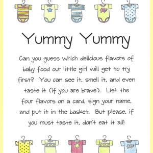 Yummy, Yummy Baby Food Shower Game Guess the Baby Food Games, Baby Food Tasting Shower Game, Fun and Easy Shower Games, Cheap Shower Games image 7