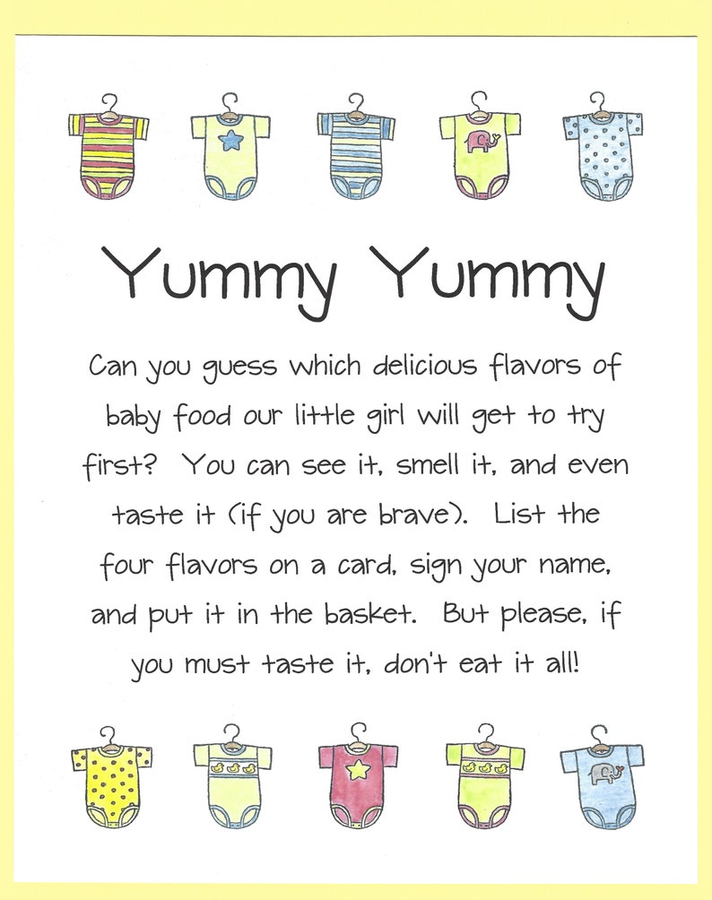 Yummy, Yummy Baby Food Shower Game Guess the Baby Food Games, Baby Food Tasting Shower Game, Fun and Easy Shower Games, Cheap Shower Games image 7