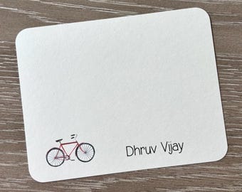 Bicycle Note Cards - (set of 10) Bike Note Cards, Bicycle Thank You Notes, Boys Bicycle Note Cards, Girls Bicycle Note Cards, Flat Bike Card