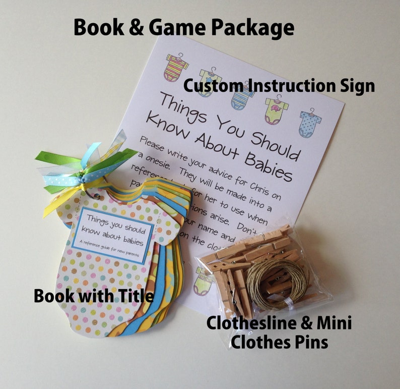 Baby Shower Advice Book and Game PRIMARY RECTANGLES BOOK Couples Shower Games, Easy Baby Shower Game, Baby Onesie Book, Baby Shower Gift Onesie Book & Game