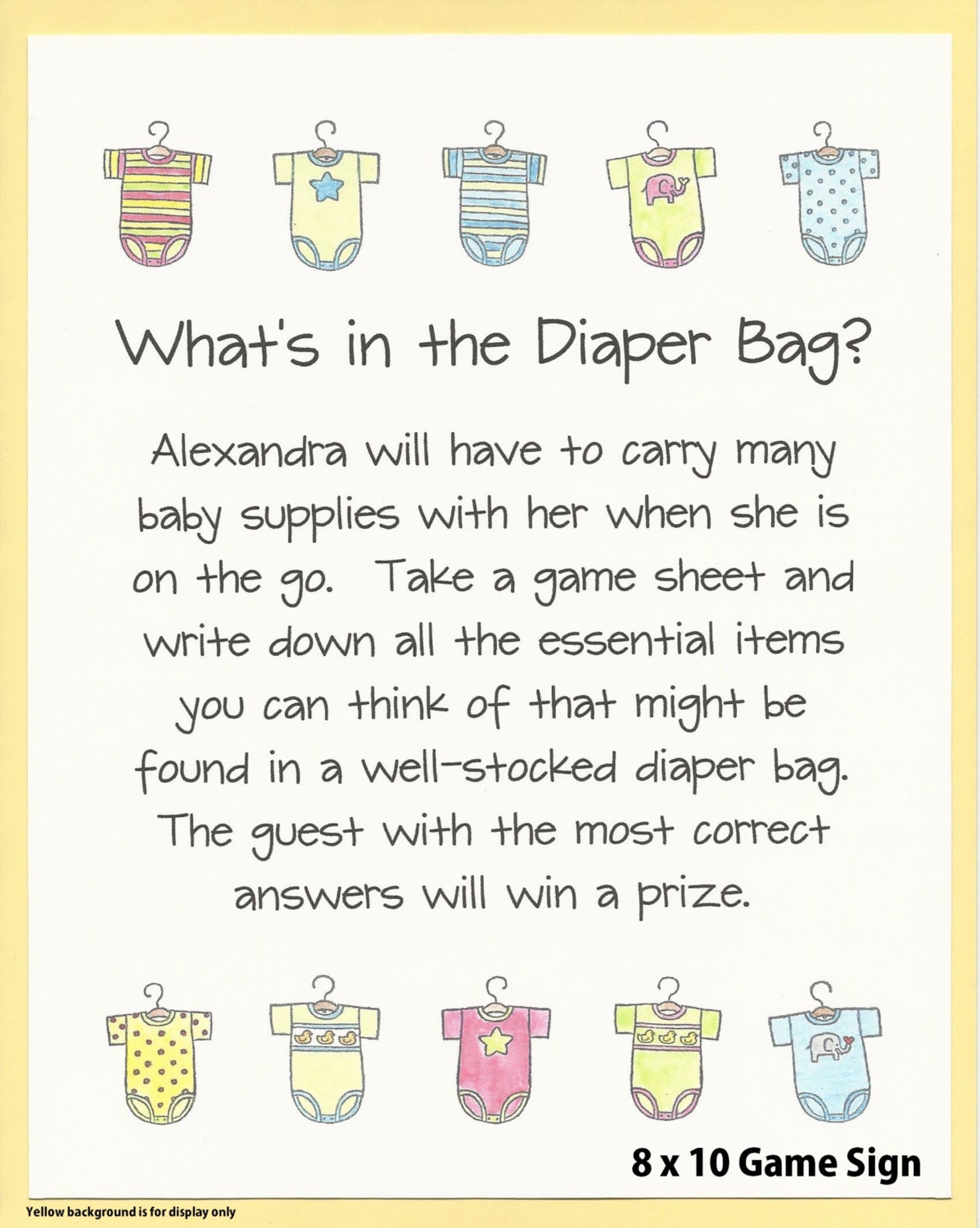 What's in the Diaper Bag Baby Shower Game Stock the Diaper Bag Baby