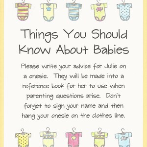 Baby Shower Advice Book and Game PRIMARY RECTANGLES BOOK Couples Shower Games, Easy Baby Shower Game, Baby Onesie Book, Baby Shower Gift image 7