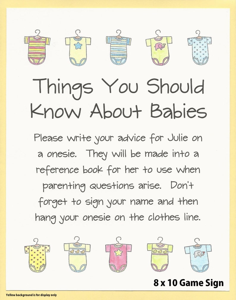 Baby Shower Advice Book and Game PRIMARY RECTANGLES BOOK Couples Shower Games, Easy Baby Shower Game, Baby Onesie Book, Baby Shower Gift image 7
