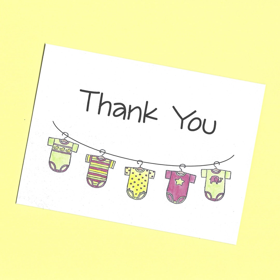 New Baby Thank You Cards - Folding Thank You Card, Baby Shower Folded ...