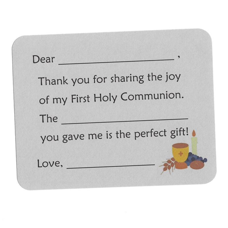First Communion Thank You Cards Fill in the Blank Communion Etsy