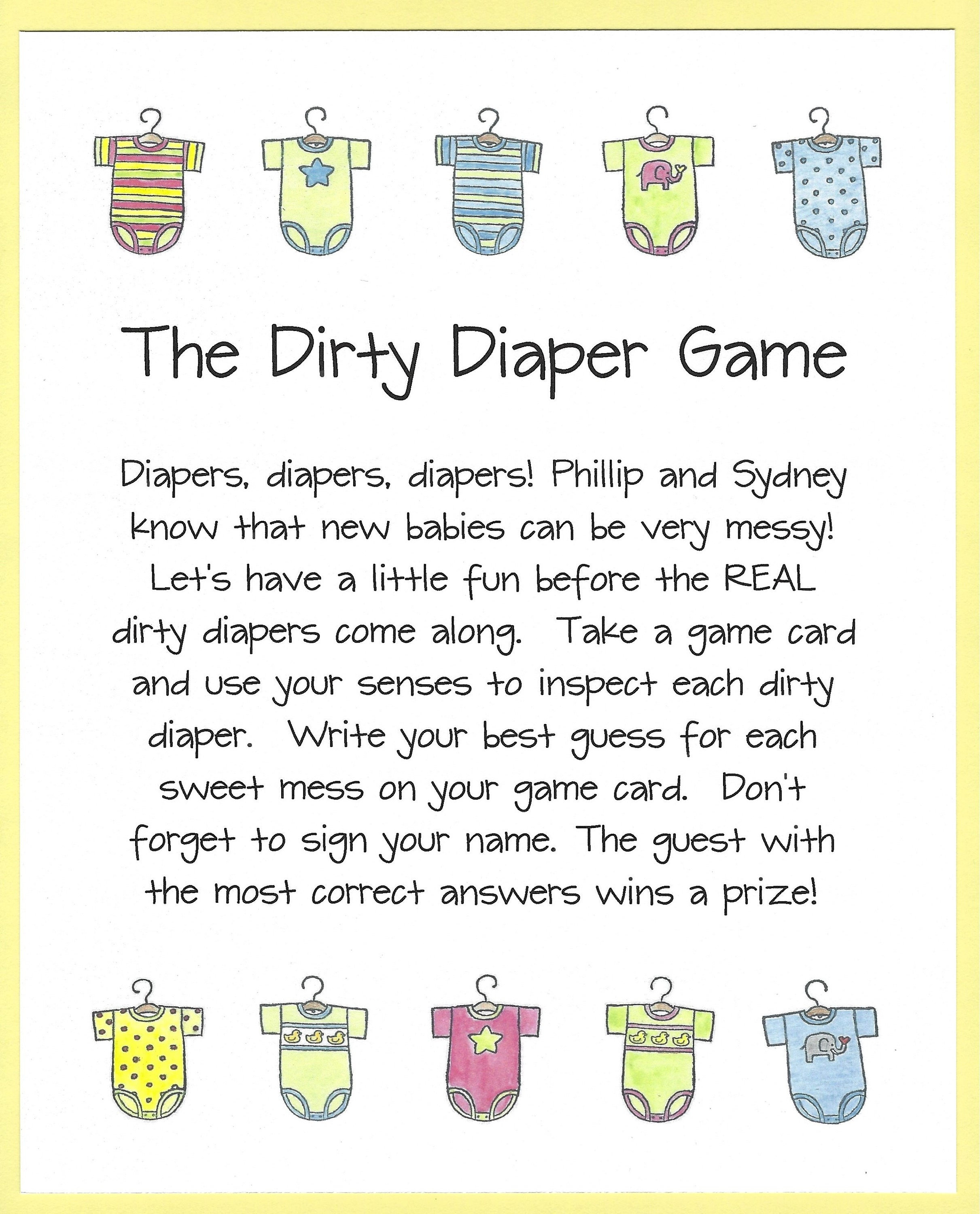 The Dirty Diaper Baby Shower Game Chocolate Candy Shower Etsy Australia