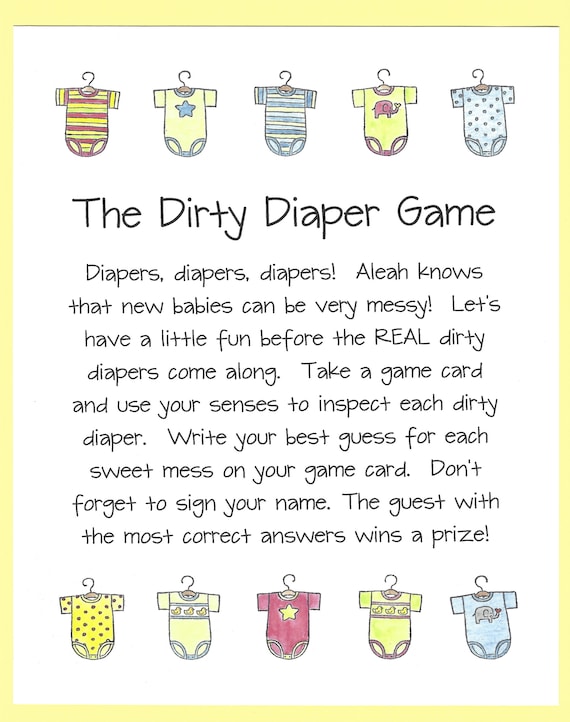 The Dirty Diaper Baby Shower Game Chocolate Candy Shower Etsy
