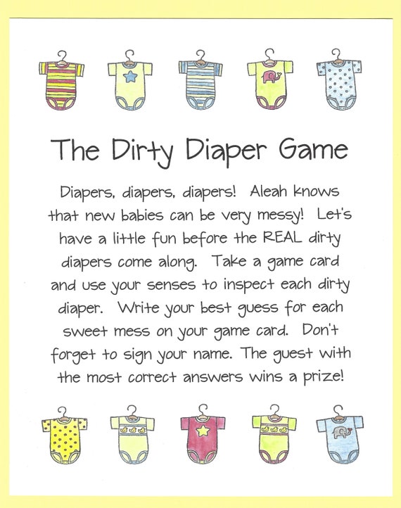 The Dirty Diaper Baby Shower Game Chocolate Candy Shower Etsy