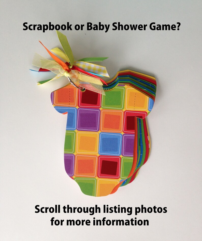 Baby Shower Advice Book and Game PRIMARY RECTANGLES BOOK Couples Shower Games, Easy Baby Shower Game, Baby Onesie Book, Baby Shower Gift image 2