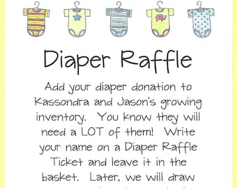 Diaper Raffle Baby Shower Game with Sign, Tickets and Invitation Inserts - Diapers for Mommy Baby Shower Game, Diapers for Baby Shower Game