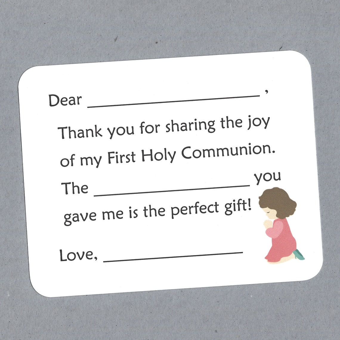 First Communion Thank You Cards GIRL OPTIONS Fill in the Etsy
