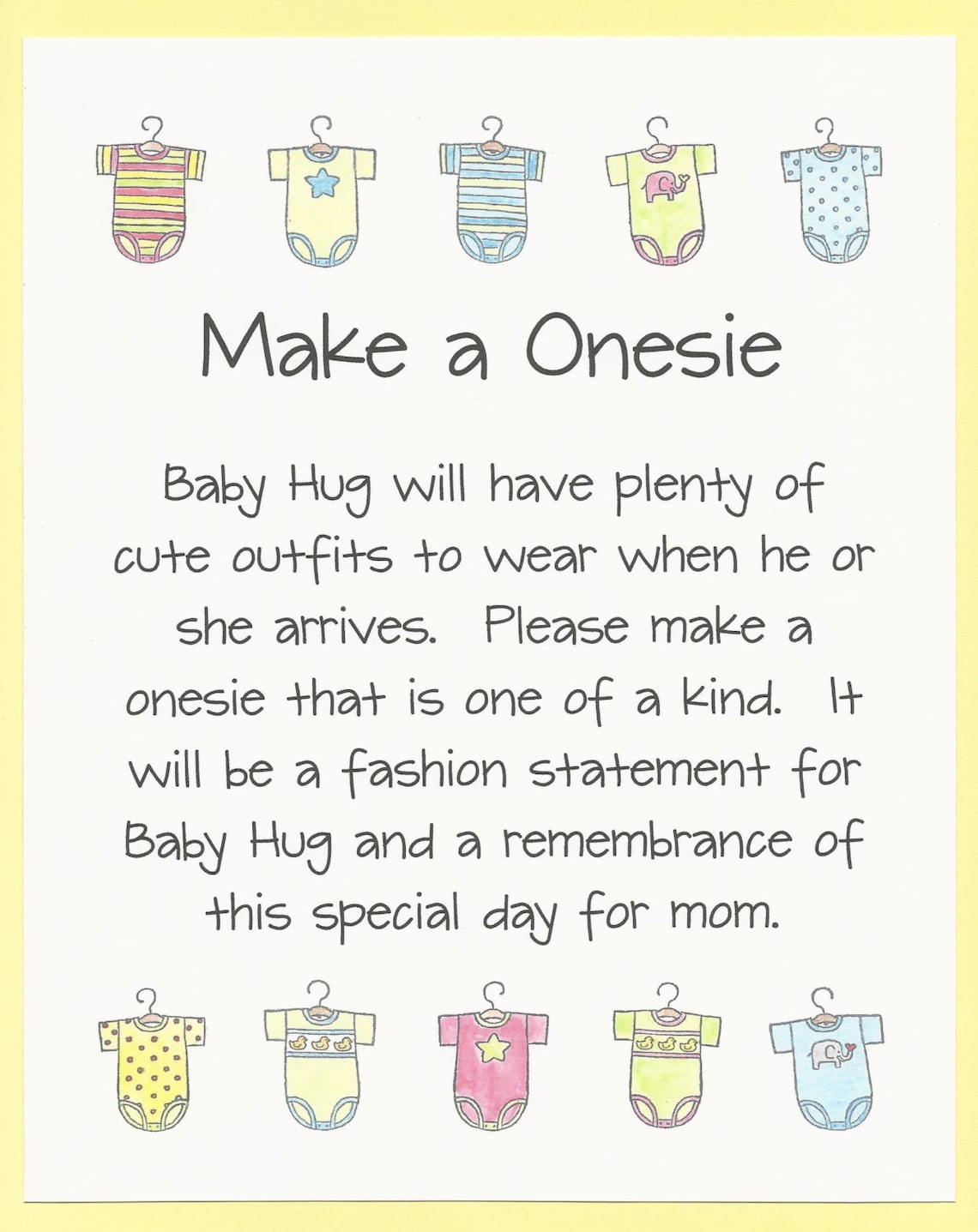 Decorate a Onesie Baby Shower Game Sign Baby Shower Etsy