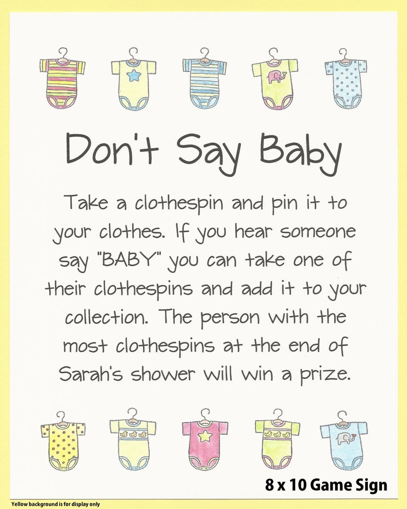 Don T Say Baby Baby Shower Game Sign Baby Shower Etsy