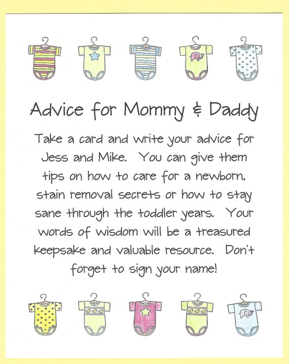 Advice For Mommy Daddy Baby Shower Game Wishes For Moms Etsy