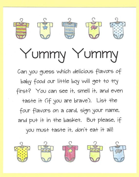 Yummy Yummy Baby Food Shower Game Guess 