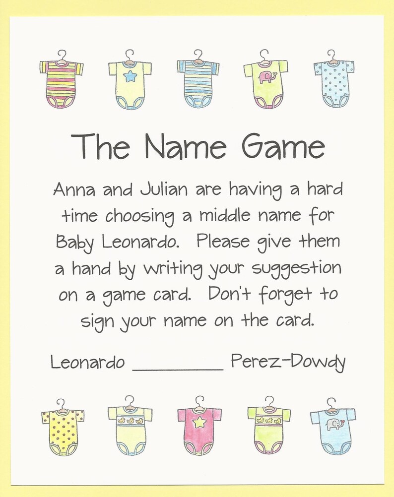 The Name Game Fun Baby Shower Games Name The New Baby Etsy
