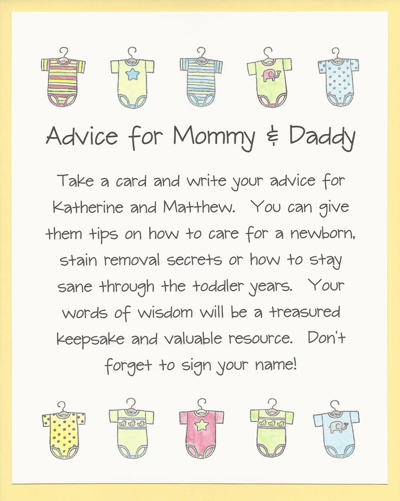 Advice For Mommy Daddy Baby Shower Game Wishes For Moms Etsy