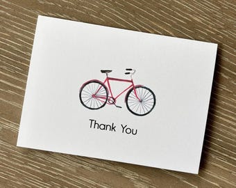 Bicycle Folding Note Cards - (set of 10) Bike Note Cards, Bicycle Stationery, Boys Bike Cards, Fun Bike Lover Cards, Bicycle Thank You Cards