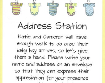 Address an Envelope Baby Shower Table Sign - Baby Shower Printable Signs, Baby Shower Thank You Cards, Baby Shower Cards, Shower Decorations