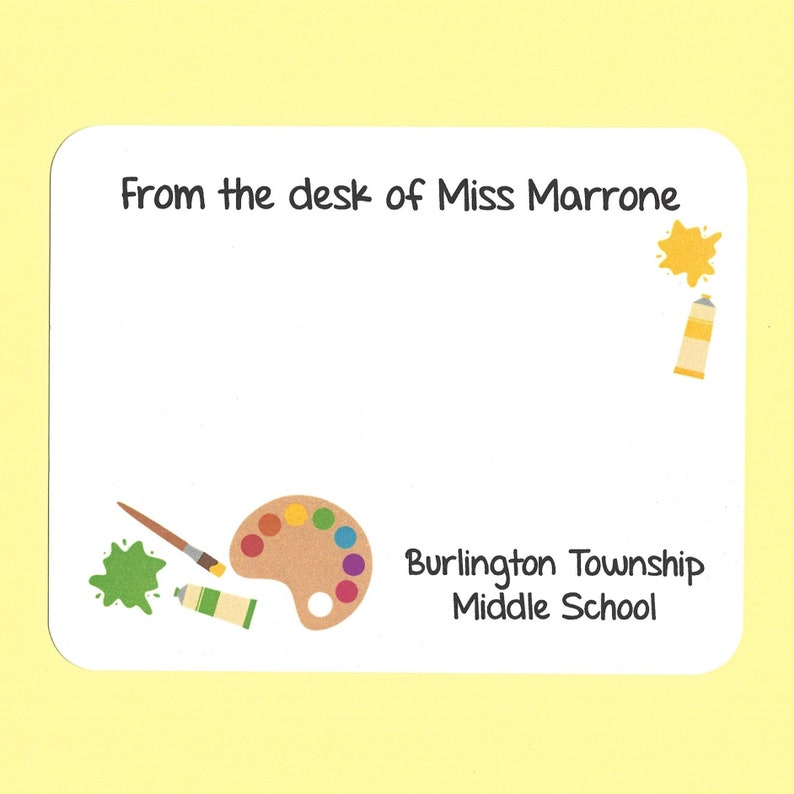Art Teacher Cards Art Teacher Thank You Cards Custom Art Teacher Cards Art Teacher Gifts Flat Art Note Cards Custom Artist Note Cards