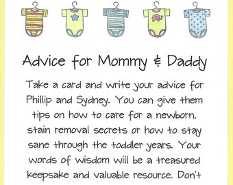 Advice for Mommy & Daddy Baby Shower Game - Wishes for Moms and Dads, Funny Baby Shower Games, Couples Baby Shower Games, Easy Baby Showers