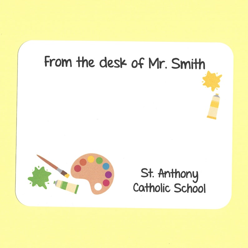 Art Teacher Cards Art Teacher Thank You Cards Custom Art Teacher Cards Art Teacher Gifts Flat Art Note Cards Custom Artist Note Cards