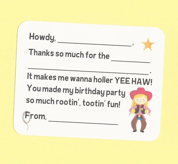 cowgirls thank you cards