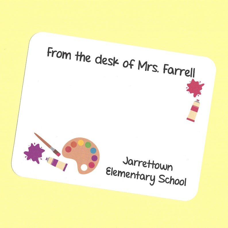 Art Teacher Cards Art Teacher Thank You Cards Custom Art Teacher Cards Art Teacher Gifts Flat Art Note Cards Custom Artist Note Cards