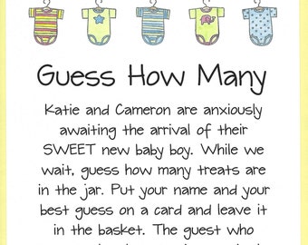 Guess How Many Candies Baby Shower Game - Guess How Many Kisses, Candy Jar Shower Game, Baby Shower Candy Guessing Game, Couples Shower Game