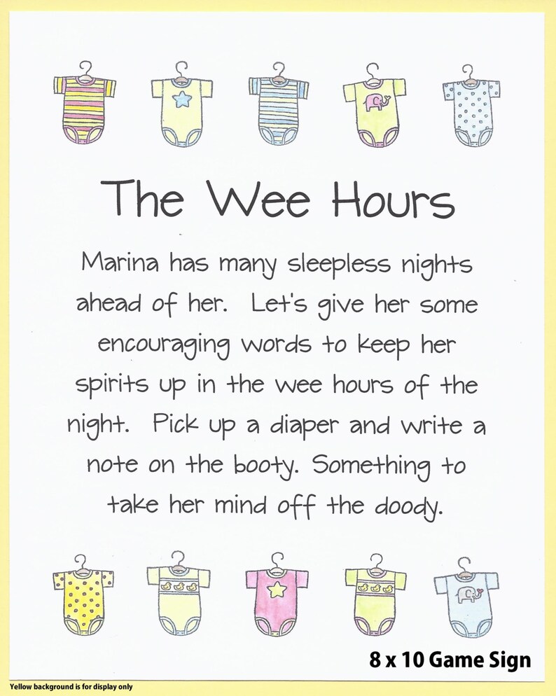The Wee Hours Baby Shower Game Sign Baby Shower Printables Etsy