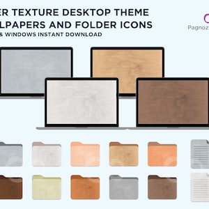 Desktop Folder Icons & Backgrounds | Mac, Windows | INSTANT DOWNLOAD | Paper Texture Theme | Desktop Folder Icons | 4 Wallpaper Backgrounds