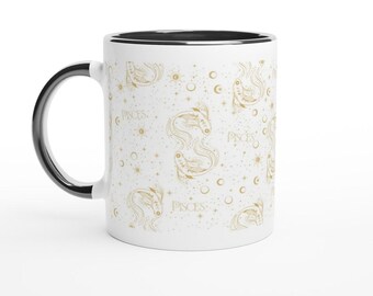11oz Ceramic Mug Black Handle | Pisces