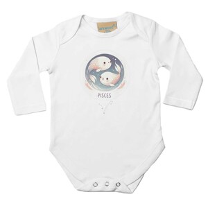 Classic Baby Long Sleeve Bodysuit White | Pisces NB - 18M