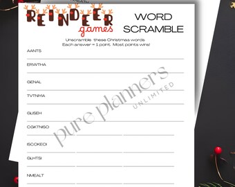 Word Scramble Printable Christmas Game, Christmas Party Games, Christmas Games Printable, Christmas Word Scramble