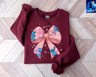Stitch Valentines Day Tshirt, Stitch Coquette Shirt, Disney Lover Shirt, Stitch Bow Tee