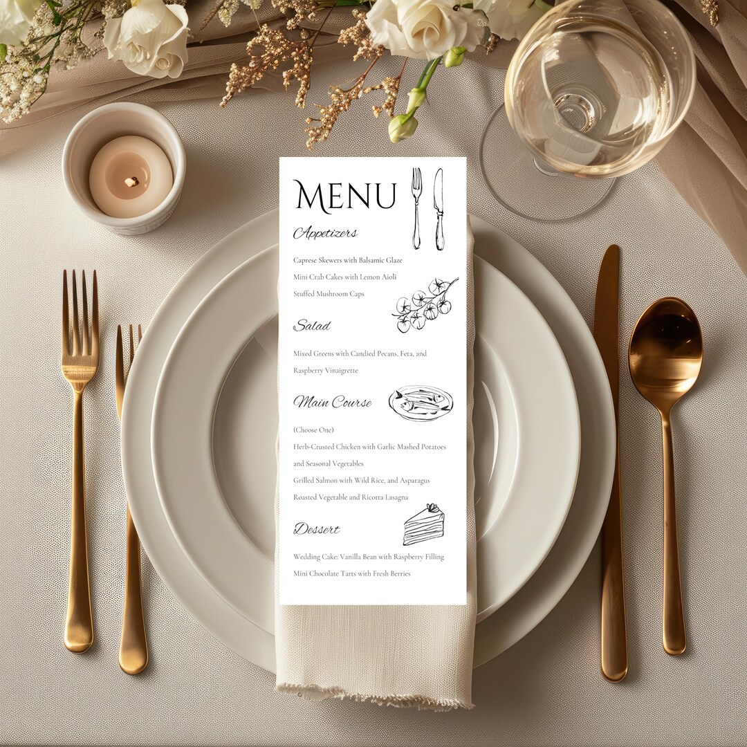 Wedding Menu and Drinks List Minimalist Elegant Template Dinner Menu ...