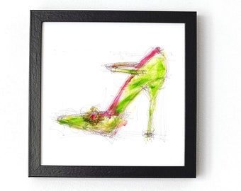 Martini Shoe Print, Shoe Art, Fashion Illustration