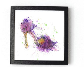 Mardi Gras Shoe Print, Shoe Art, Fashion Illustration