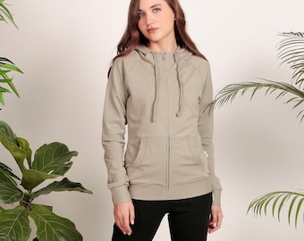 Organic Cotton Full Zip Women's Jacket - Ethical Nepal Made