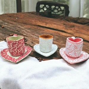 Handmade Talavera Heart Mug and Plate Set | 2 colors
