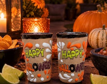 Zestaw 2 sztuk | Ręcznie malowany kieliszek do shotów z okazji Halloween