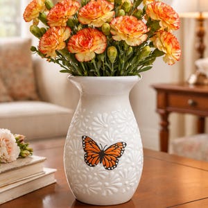 Talavera White Butterfly Flower Vase – Lead Free