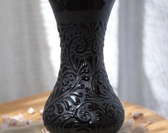 Talavera Flower Vase Design Flor | Black Color